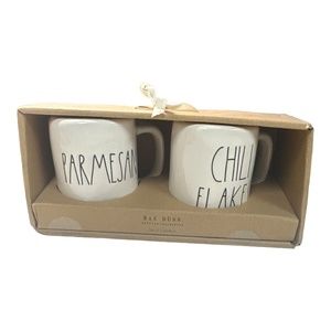 Rae Dunn "PARMESAN" & "CHILI FLAKES" Mug Shaker Set